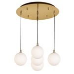 Bolla Round Multi Light Pendant - Brushed Gold / Opal