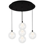 Bolla Round Multi Light Pendant - Black / Clear/ Opal