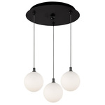 Bolla Round Multi Light Pendant - Black / Opal