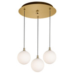Bolla Round Multi Light Pendant - Brushed Gold / Opal