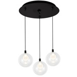 Bolla Round Multi Light Pendant - Black / Clear/ Opal