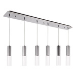 Lena Linear Multi Light Pendant - Chrome / Clear