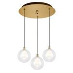 Bolla Round Multi Light Pendant - Brushed Gold / Clear/ Opal