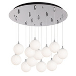 Bolla Round Multi Light Pendant - Chrome / Opal