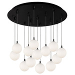Bolla Round Multi Light Pendant - Black / Opal
