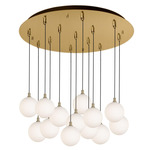 Bolla Round Multi Light Pendant - Brushed Gold / Opal