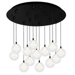 Bolla Round Multi Light Pendant - Black / Clear/ Opal