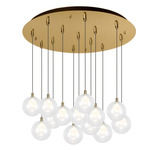 Bolla Round Multi Light Pendant - Brushed Gold / Clear/ Opal