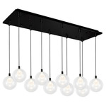 Bolla Linear Multi Light Pendant - Black / Clear/ Opal