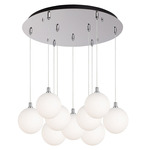 Bolla Round Multi Light Pendant - Chrome / Opal