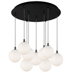 Bolla Round Multi Light Pendant - Black / Opal