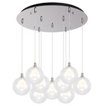 Bolla Round Multi Light Pendant - Chrome / Clear/ Opal
