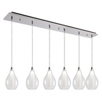 Victoria Pear Linear Multi Light Pendant - Chrome / Matte Opal