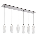 Victoria Slender Linear Multi Light Pendant - Chrome / Clear/ Opal