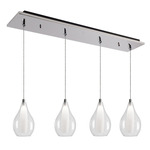 Victoria Pear Linear Multi Light Pendant - Chrome / Matte Opal