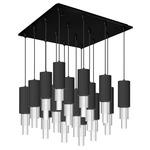 Bordeaux Square Multi Light Pendant - Matte Black / Clear Ribbed