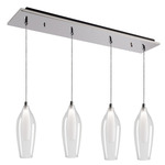 Victoria Slender Linear Multi Light Pendant - Chrome / Clear/ Opal
