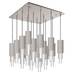 Bordeaux Square Multi Light Pendant - Brushed Nickel / Clear Ribbed