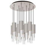Bordeaux Round Multi Light Pendant - Brushed Nickel / Clear Ribbed