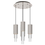 Bordeaux Round Multi Light Pendant - Brushed Nickel / Clear Ribbed