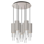 Bordeaux Round Multi Light Pendant - Brushed Nickel / Clear Ribbed
