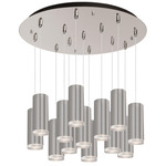 Cameo Round Multi Light Pendant - Brushed Nickel / Clear