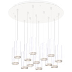 Cameo Round Multi Light Pendant - White / Clear