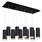 Cameo Rectangular Multi Light Pendant - Black / Crystal