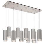 Cameo Rectangular Multi Light Pendant - Brushed Nickel / Crystal