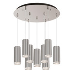 Cameo Round Multi Light Pendant - Brushed Nickel / Clear