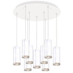 Cameo Round Multi Light Pendant - White / Clear