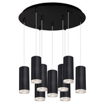 Cameo Round Multi Light Pendant - Black / Clear