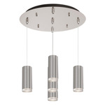 Cameo Round Multi Light Pendant - Brushed Nickel / Clear