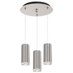 Cameo Round Multi Light Pendant - Brushed Nickel / Clear