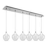 Victoria Drop Linear Multi Light Pendant - Chrome / Clear/ Opal