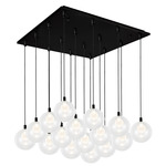 Bolla Square Multi Light Pendant - Black / Clear/ Opal
