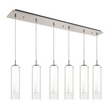 Verona Linear Multi Light Pendant - Brushed Nickel / Clear/ Opal