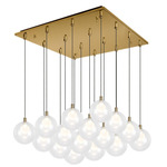 Bolla Square Multi Light Pendant - Brushed Gold / Clear/ Opal