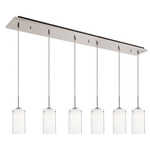 Verona Linear Multi Light Pendant - Brushed Nickel / Clear/ Opal