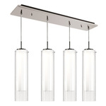 Verona Linear Multi Light Pendant - Brushed Nickel / Clear/ Opal