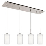 Verona Linear Multi Light Pendant - Brushed Nickel / Clear/ Opal