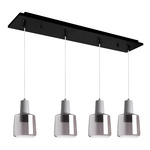 Samson Linear Multi Light Pendant - Smoked Transparent / Concrete