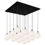 Bolla Square Multi Light Pendant - Black / Opal