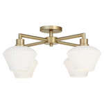 Cassini Semi Flush Ceiling Light - Aged Brass / Opal
