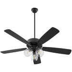 Ovation 3-Light Ceiling Fan - Matte Black / Matte Black / Clear