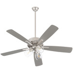 Ovation 3-Light Ceiling Fan - Satin Nickel / Silver Blades / Clear
