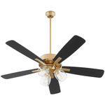 Ovation 3-Light Ceiling Fan - Aged Brass / Matte Black / Clear