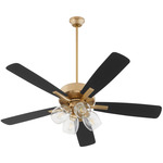 Ovation 4-Light Ceiling Fan - Aged Brass / Matte Black / Clear