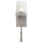 Goodwin Tall Wall Sconce - Satin Nickel / Clear Hammered