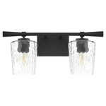 Goodwin Bathroom Vanity Light - Matte Black / Clear Hammered